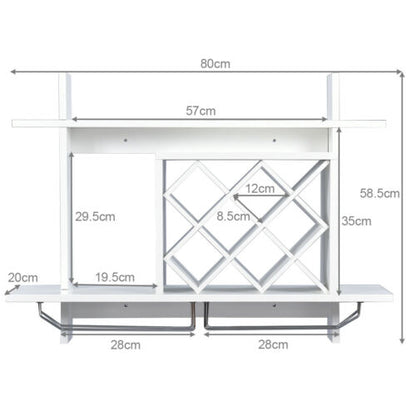 Wall Mounted Wine Rack for 6-Bottles with Storage Display