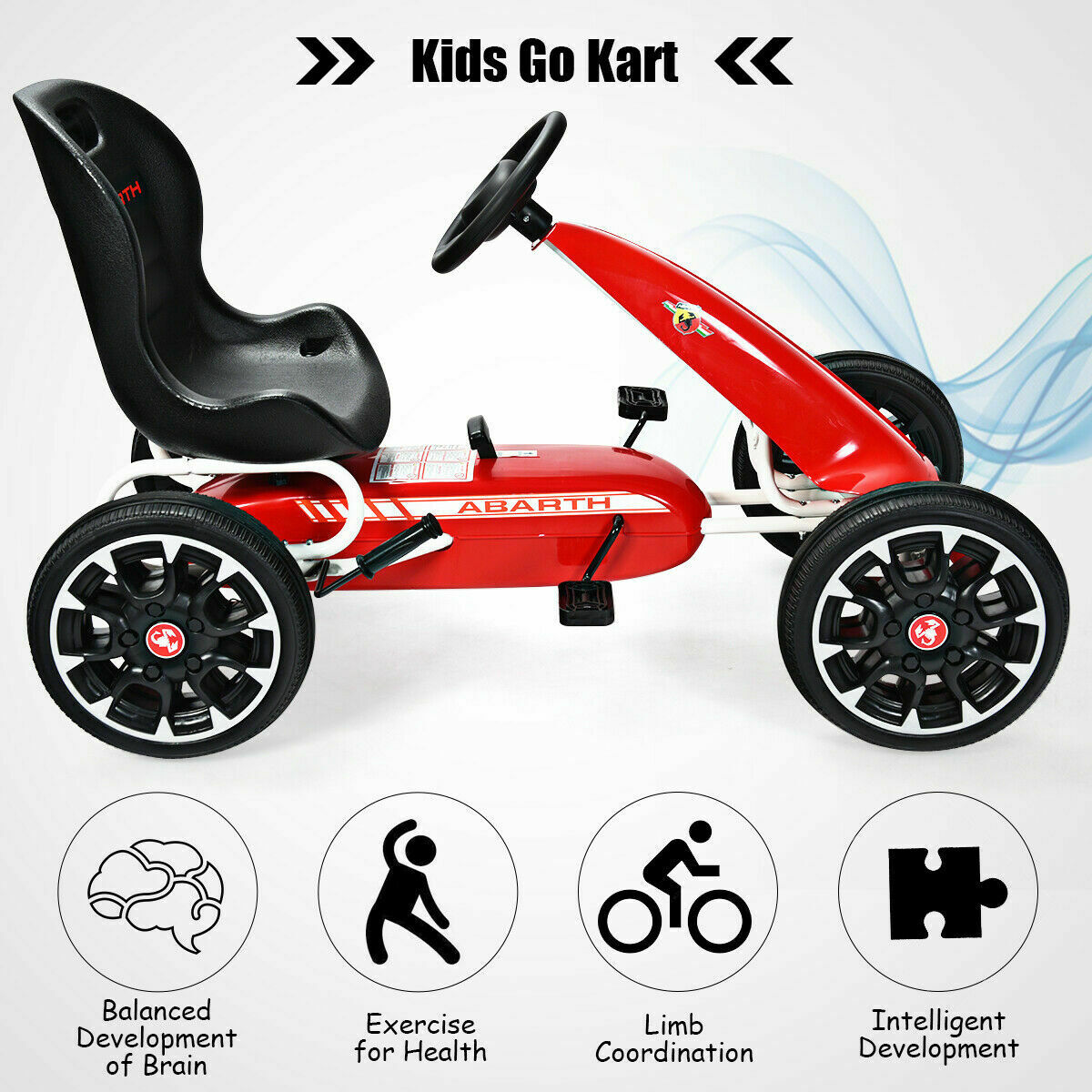 Kids Pedal Go Kart Play Set with Adjustable Seat-Red