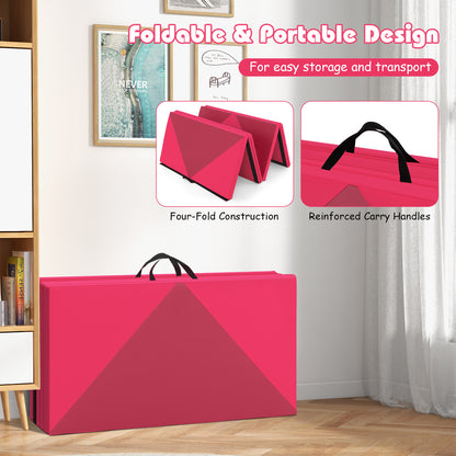 240cm PU Leather Folding Gymnastics Mat-Rose