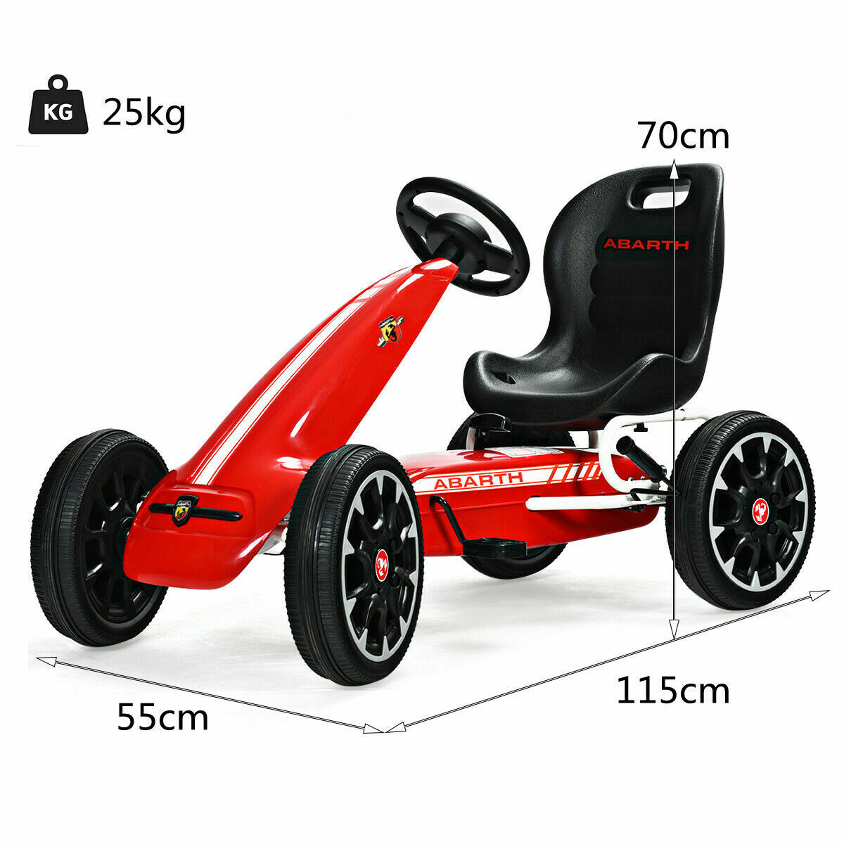 Kids Pedal Go Kart Play Set with Adjustable Seat-Red