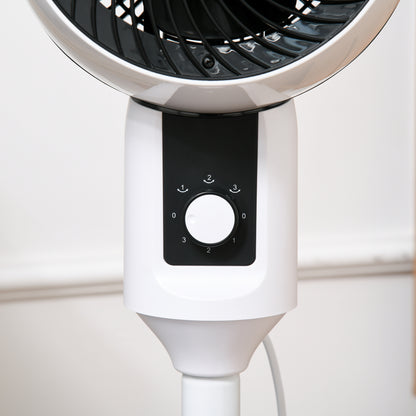 HOMCOM 32'' Air Circulator Fan 3 Speed, 70° Oscillation 90° Vertical Tilt, Round Base, Carry Handle, for Living Room, Bedroom, Office, Black and White