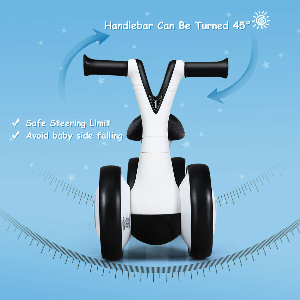 Baby Walker Kids Toddler Balance Bike Toy 4 Wheels-White