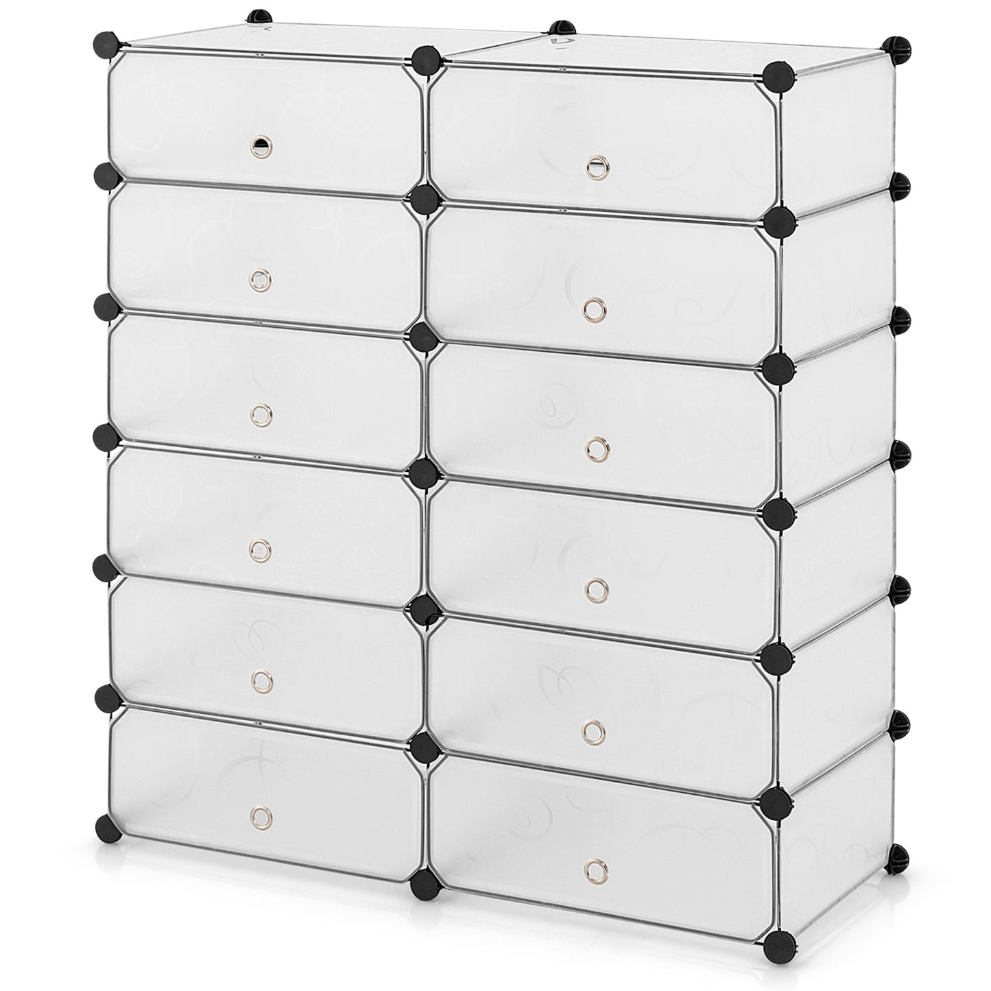24 Pairs Shoe Rack Organizer with 12-Cube DIY Modular-White