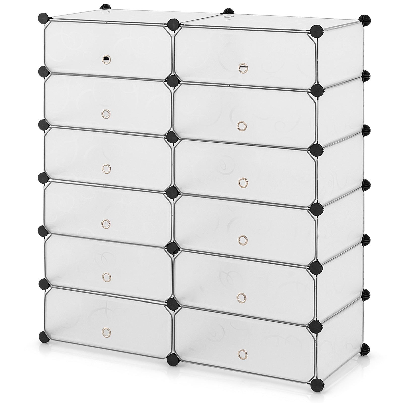 24 Pairs Shoe Rack Organizer with 12-Cube DIY Modular-White