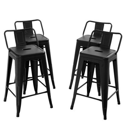 24-Inch Metal Chairs Set of 4 with Removable Back-Black