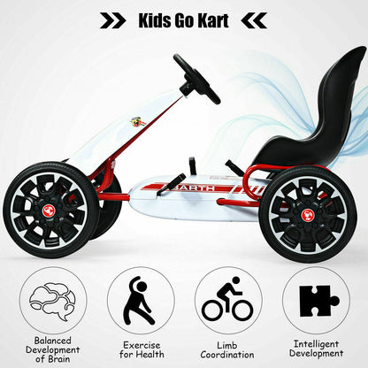 Kids Pedal Go Kart Play Set with Adjustable Seat-White