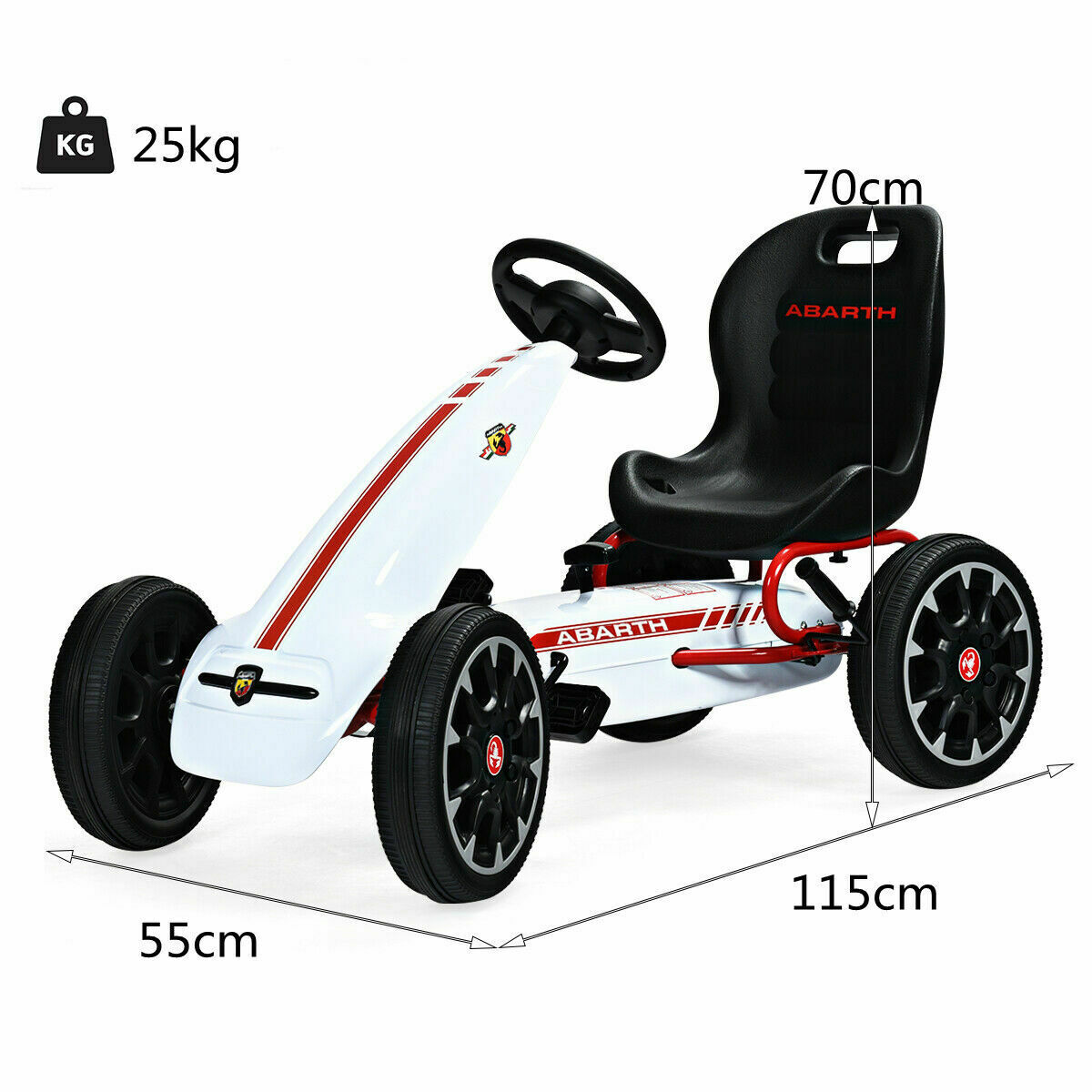 Kids Pedal Go Kart Play Set with Adjustable Seat-White