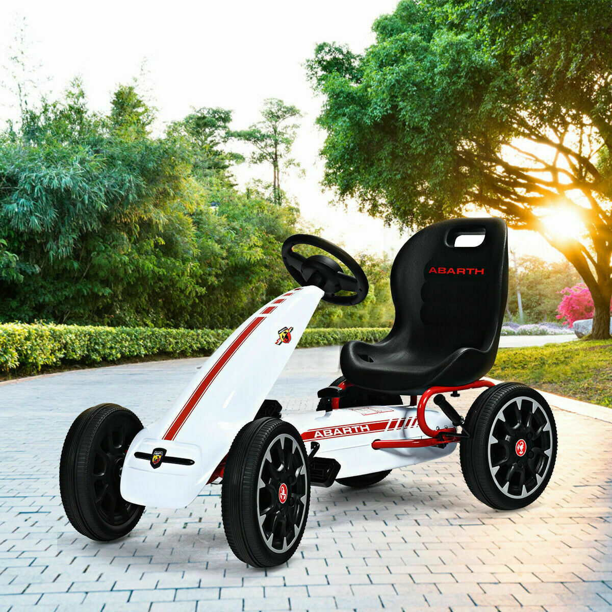 Kids Pedal Go Kart Play Set with Adjustable Seat-White