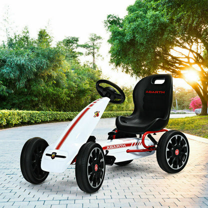 Kids Pedal Go Kart Play Set with Adjustable Seat-White