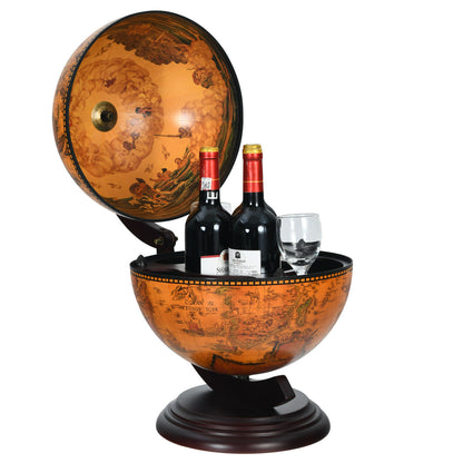 Tabletop Retro Globe Bar with Map Patterns-Coffee