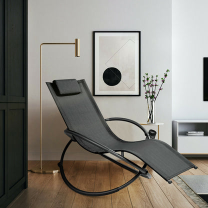 Foldable Rocking Lounge Chair Recliner-Black