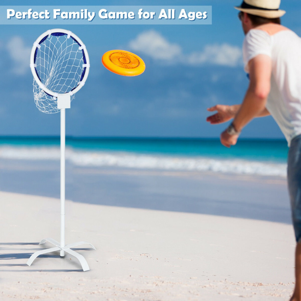 Kids Portable Metal Stand and Net for Flying Discs with Storage Bag