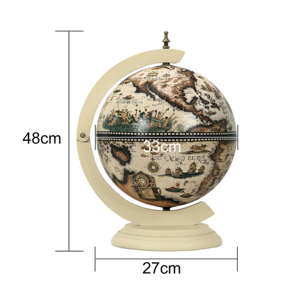 Tabletop Retro Globe Bar with Map Patterns-Cream