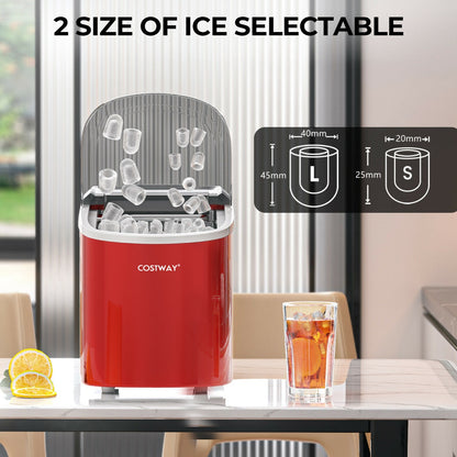 2.2 L Portable Electric Ice Cube Maker with Ice Scoop and Basket-Red