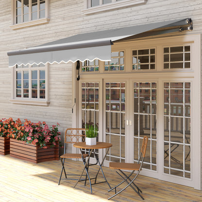 Outsunny 3 x 2.5m Electric Awning with Remote Controller, Aluminium Frame DIY Retractable Awning, UV30+ Sun Shade Canopy for Garden Patio Deck Door Window, Light Grey