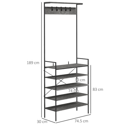 HOMCOM Kitchen Bakers Rack, Microwave Stand, Coffee Bar with 5 Shelves and 5 Hooks for Dining Room, Shoe Racks for Entryway