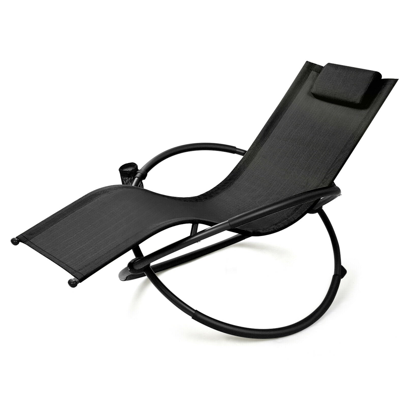 Foldable Rocking Lounge Chair Recliner-Black