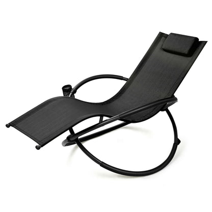 Foldable Rocking Lounge Chair Recliner-Black