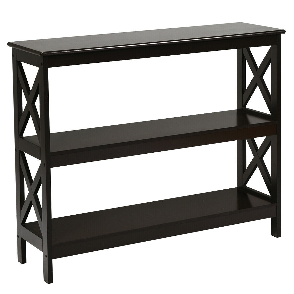 Industrial 3-Tier Console Table with Storage Shelf-Brown