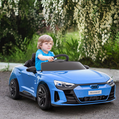 HOMCOM Audi Licensed Kids Electric Ride On Car with Parental Remote Control, 12V Battery Powered Toy with Suspension System, Lights, Music, Blue