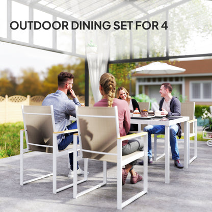 Outsunny 5 Piece Garden Furniture Set with 4 Armchairs and Tempered Glass Table Top, for Deck, Balcony