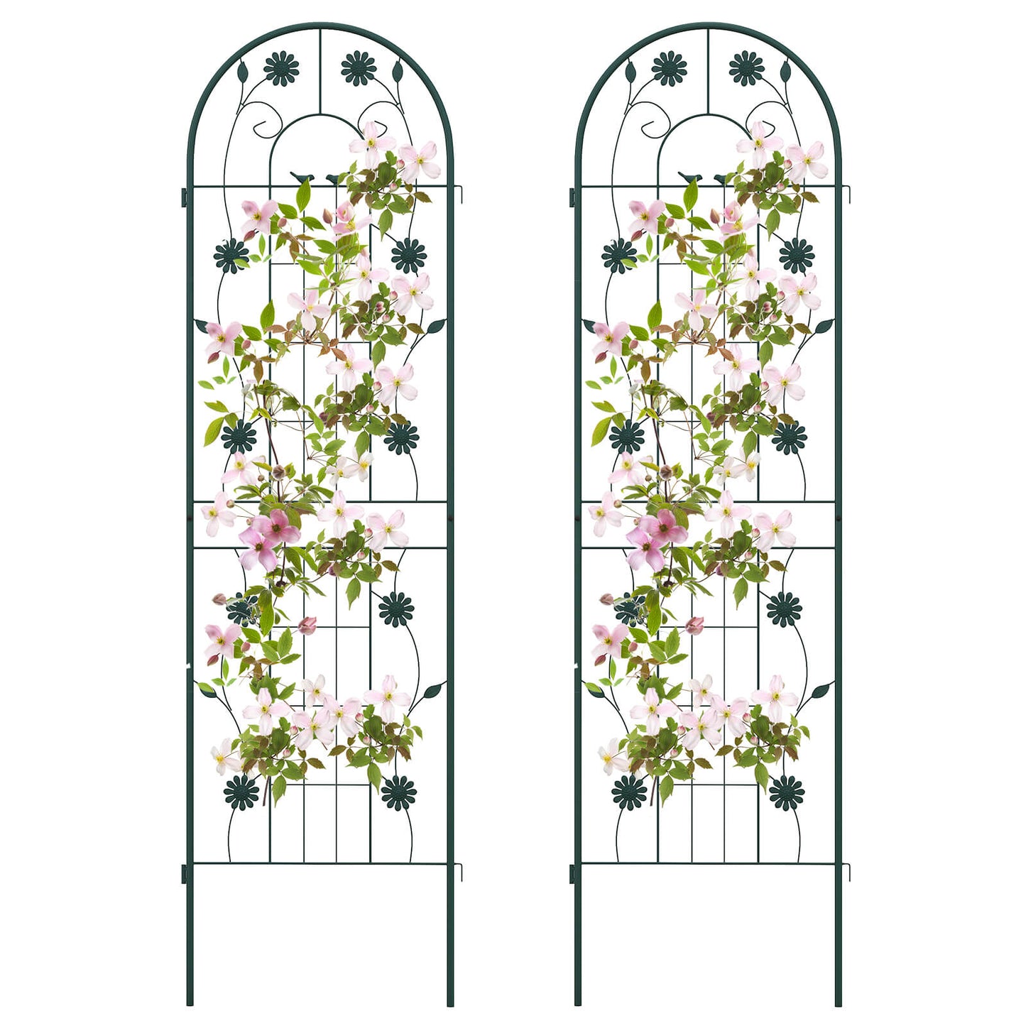 2/4 Pack Metal Garden Trellis 180 cm x 50 cm Wire Lattice Panel-Green-2 Pack