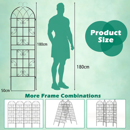 2/4 Pack 180 cm x 50 cm Metal Garden Trellis Decorative for Climbing Plants-2 Pack