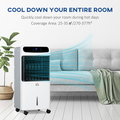 HOMCOM 32" Mobile Air Cooler, Evaporative Anion Ice Cooling Fan Water Conditioner Humidifier Unit w/3 Modes, Remote Controller, Timer for Home Bedroom