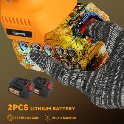 Outsunny 8 Inch Electric Chainsaw, Cordless Chain Saw with Brushless Motor, 2 4.0Ah Batteries and Safety Lock, Handheld Portable Wood Pruning Saw for Trimming Cutting, Orange