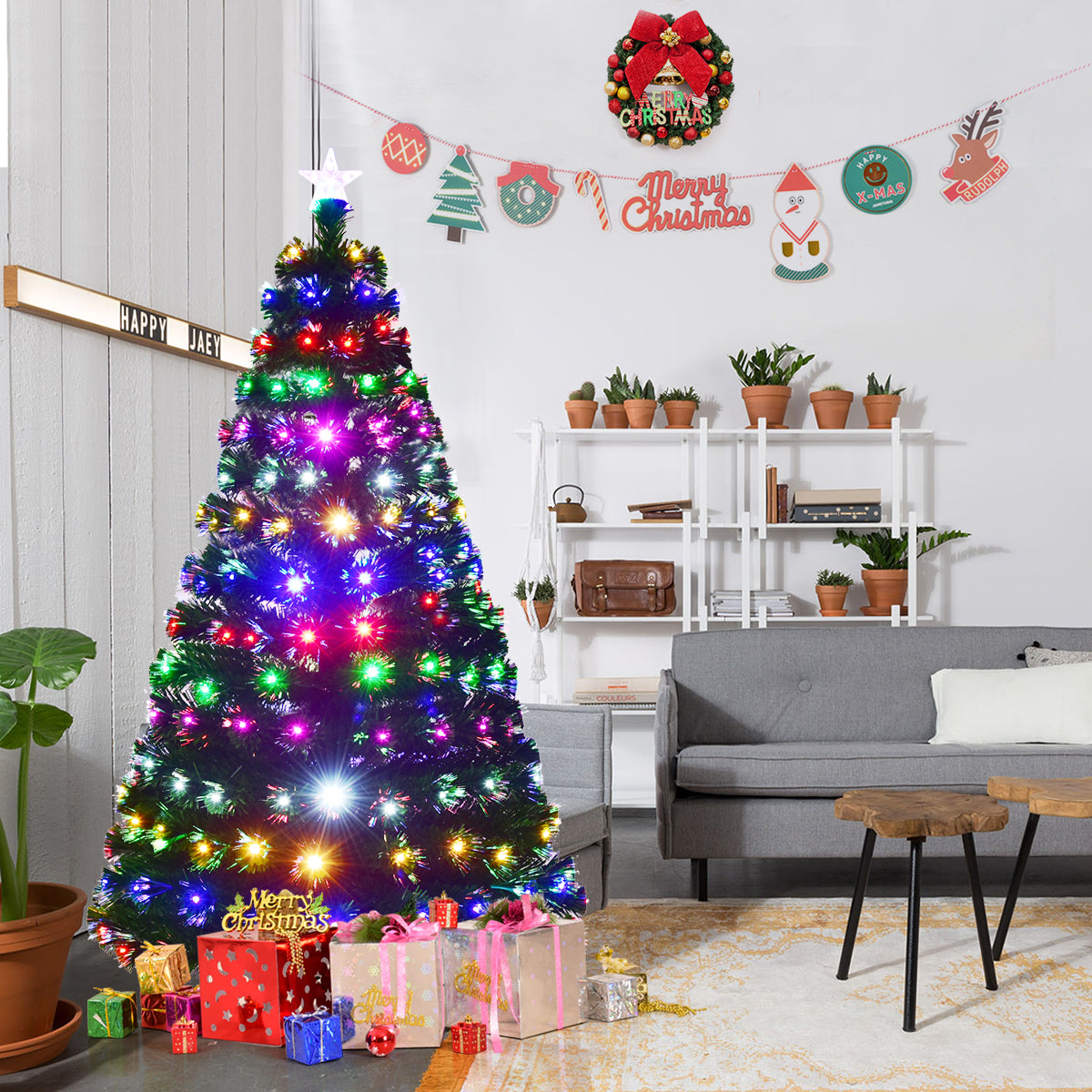 Multi-coloured Fibre Optic Christmas Tree -7FT