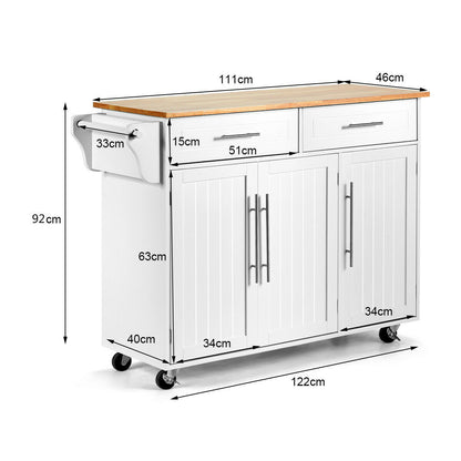 Kitchen Island Trolley with Shelves-White
