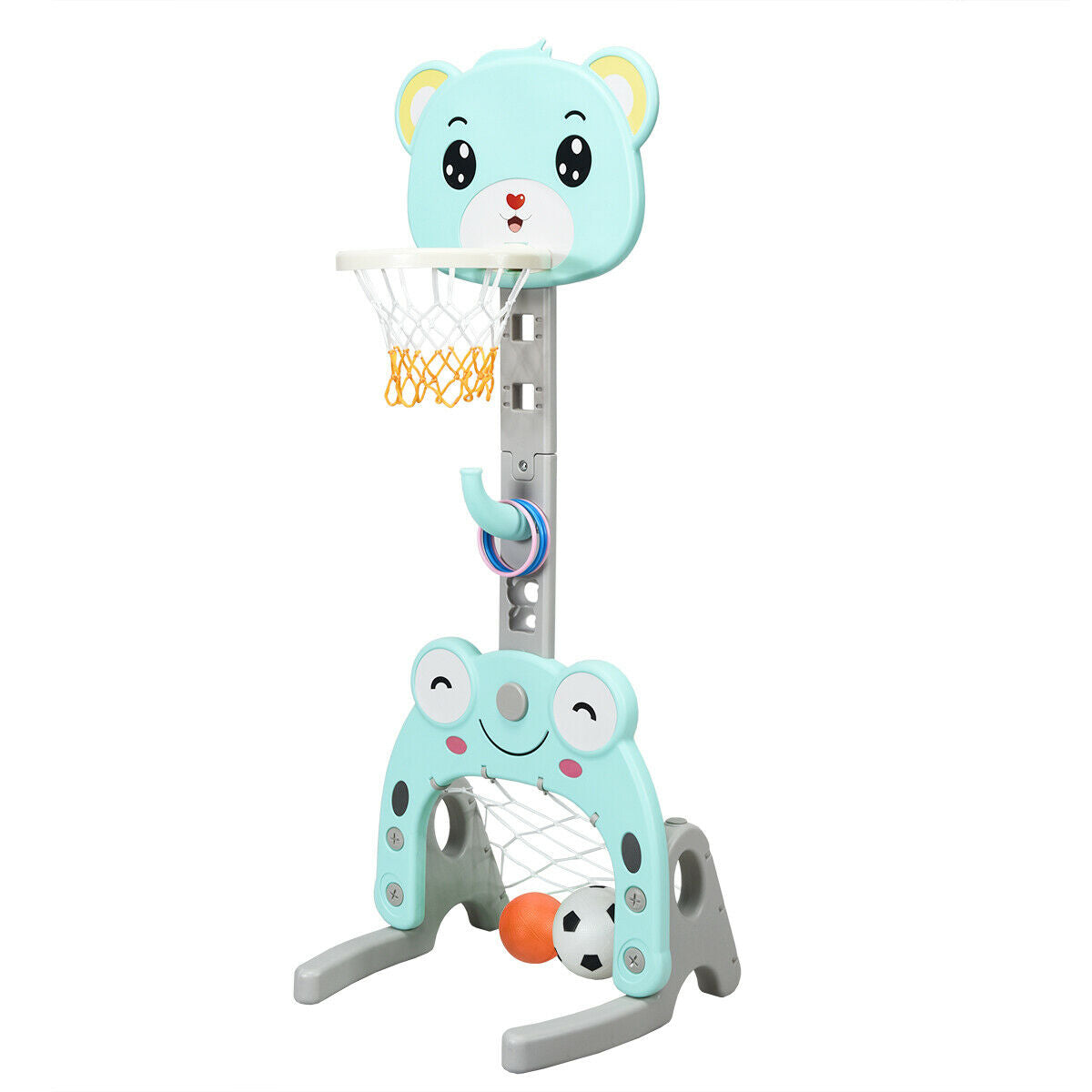 3 IN 1 Kids Basketball Hoop and Stand Set-Green