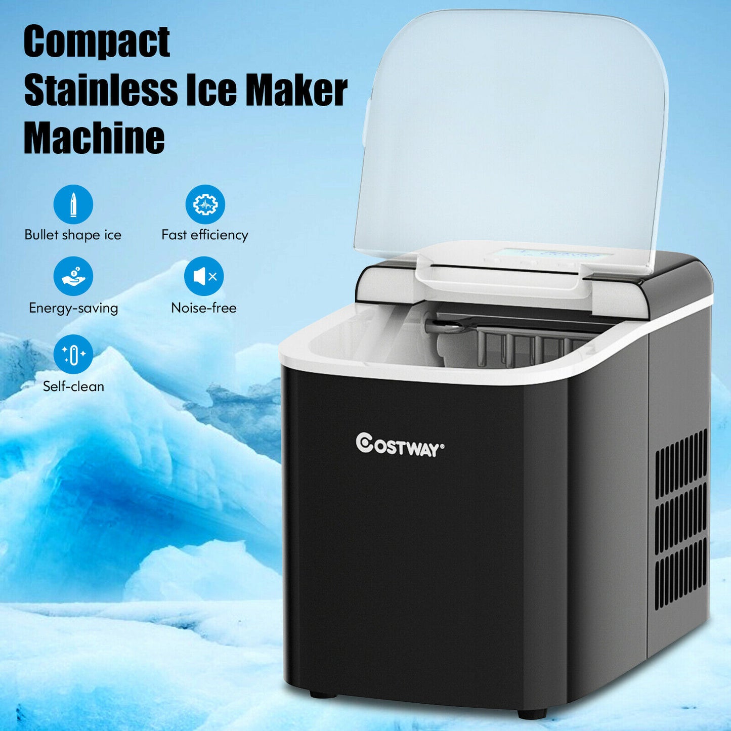 2.1L Automatic Electric Ice Cube Maker Counter Top-Black