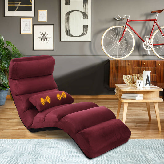 Folding Floor Sofa Chair / Ergonomic Floor Cushion-Wine