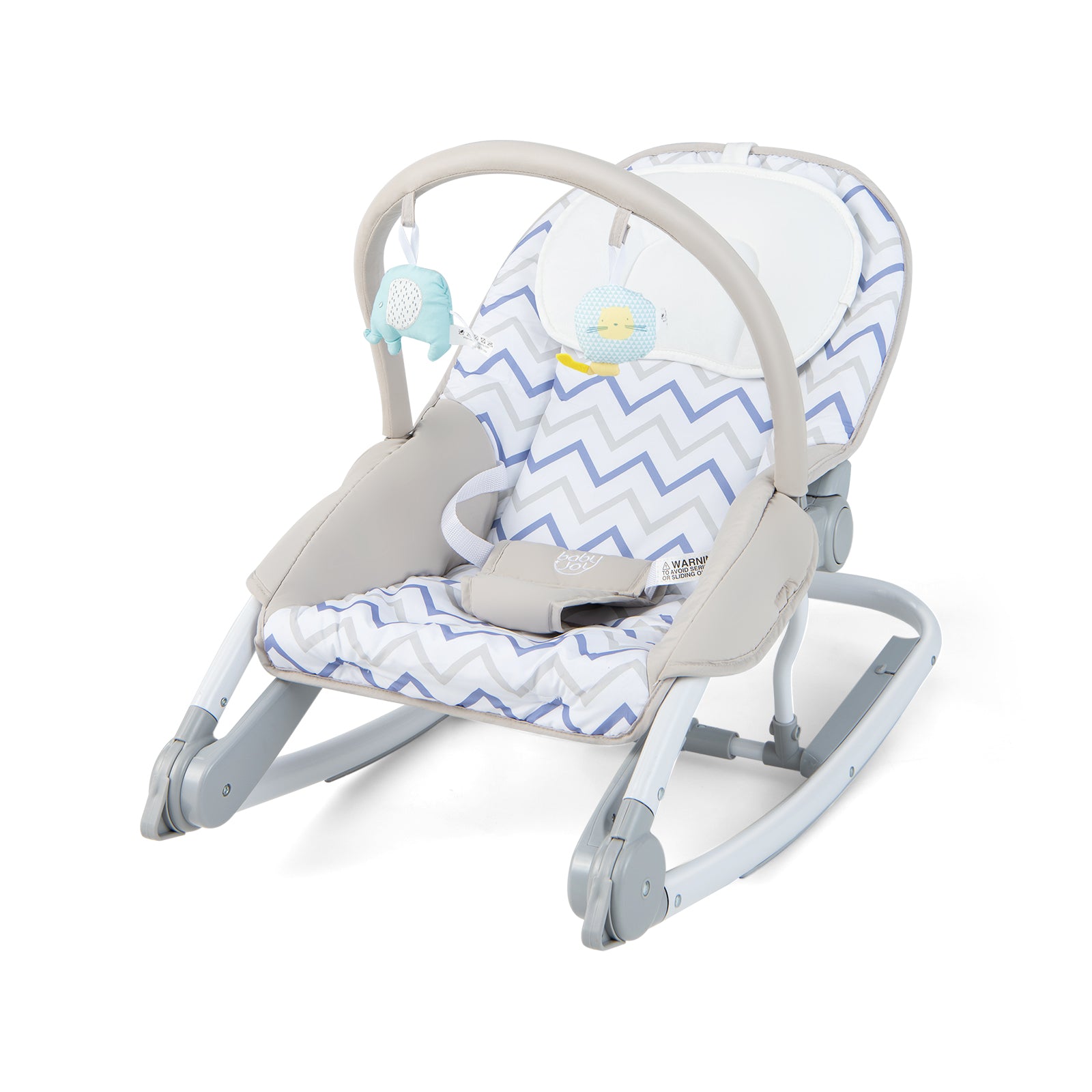 2-In-1 Portable Baby Rocker with Adjustable Backrest and Safety Belt-G ...