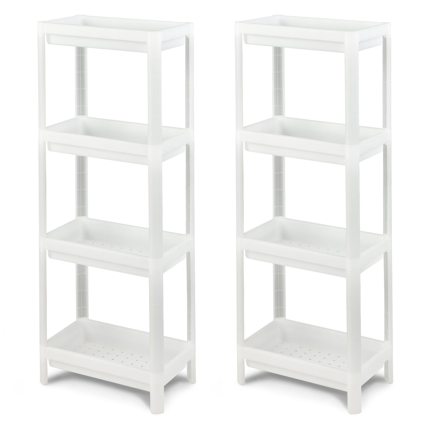 2 Pack 4-Tier Slim Kitchen Storage Cart with Drainage Holes-White