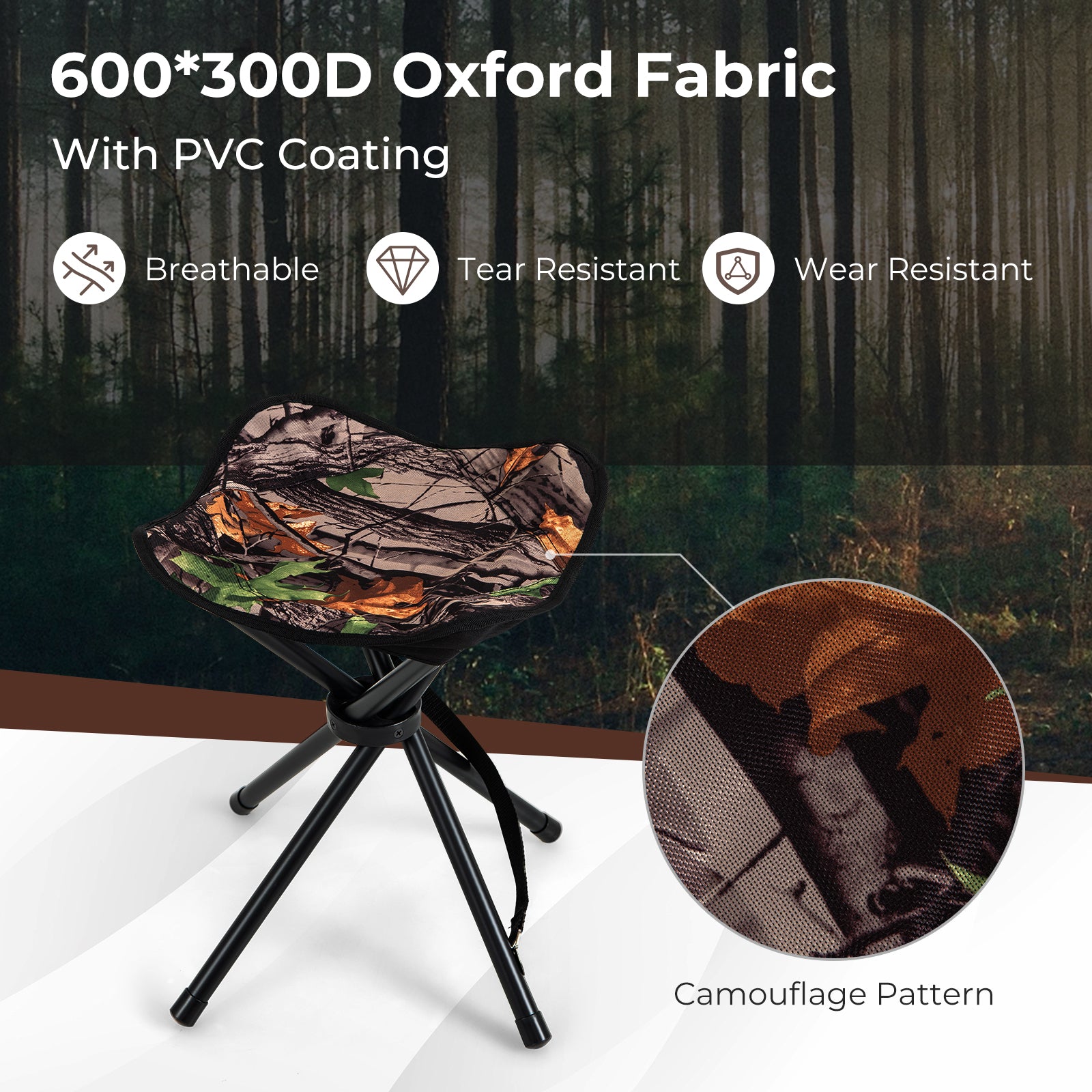 2 Pack Folding Hunting Stool with Shoulder Strap for Camping Hunting