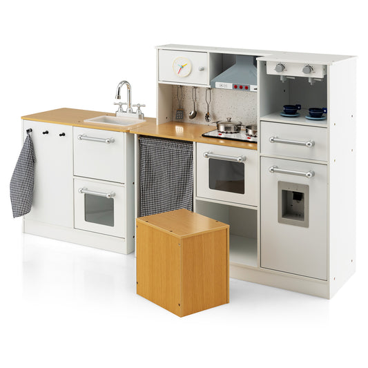 2 Pieces Kids Pretend Play Set with Stool and Real Sounds Light