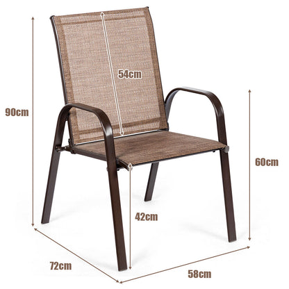 2 Piece Patio Outdoor Camping Chairs Set with Breathable Fabric-Brown