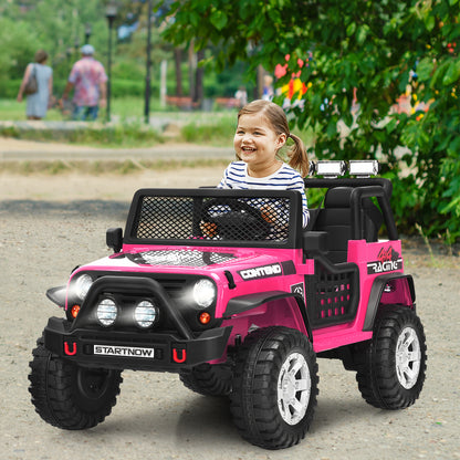 2-Seat Kids Ride on Truck with Parent Remote Control-Pink