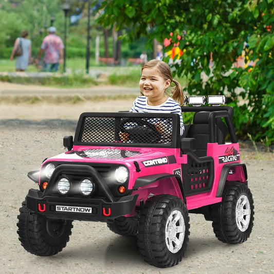 2-Seat Kids Ride on Truck with Parent Remote Control-Pink