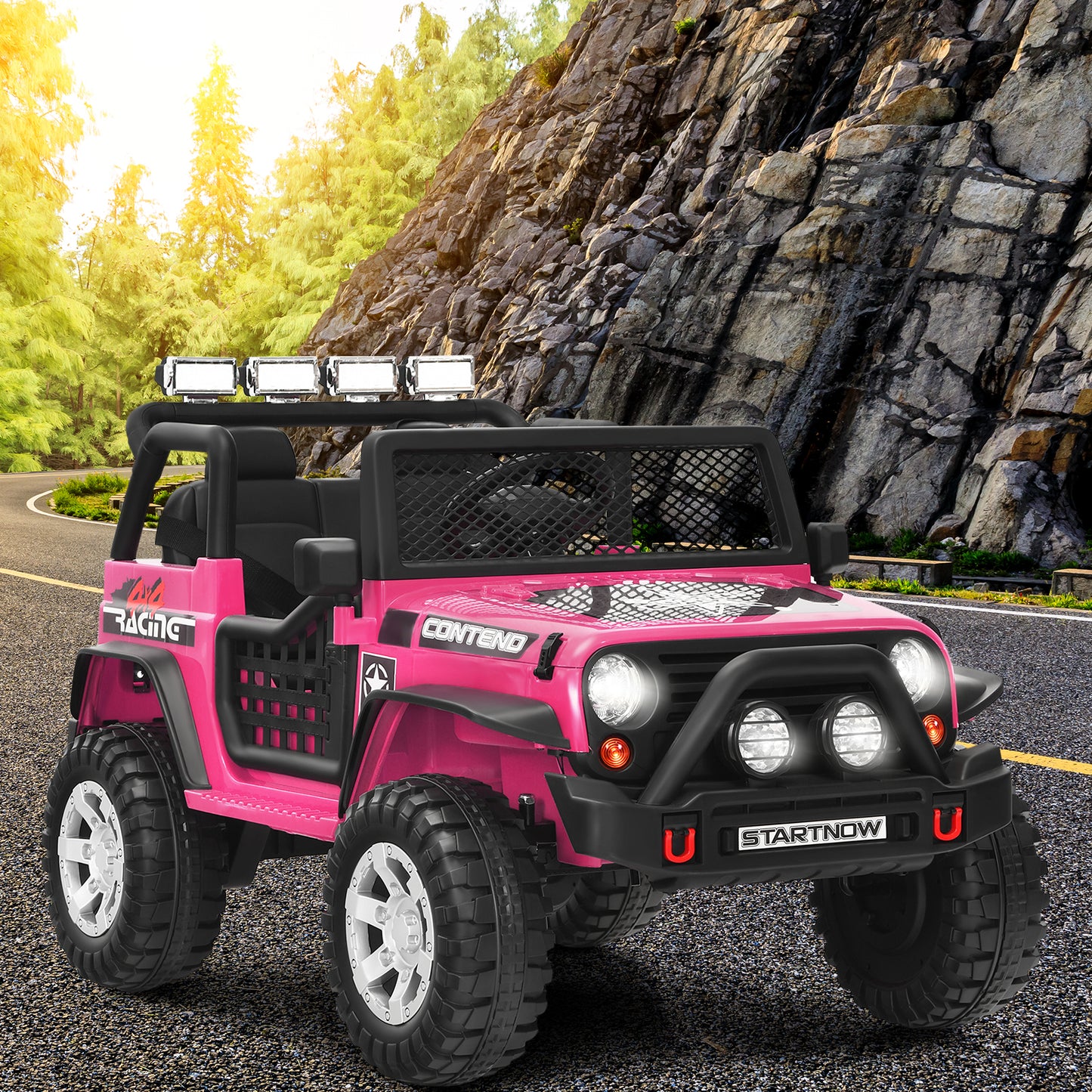 2-Seat Kids Ride on Truck with Parent Remote Control-Pink