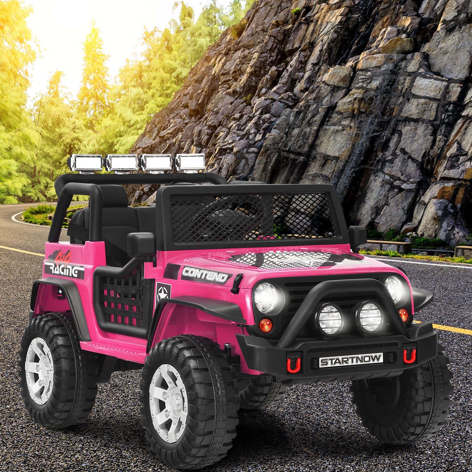 2-Seat Kids Ride on Truck with Parent Remote Control-Pink