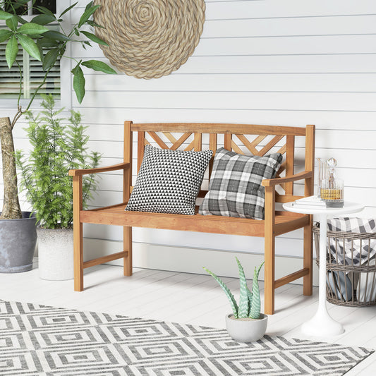 2-Seat Patio Acacia Wood Bench for Patio-Traditional Backrest