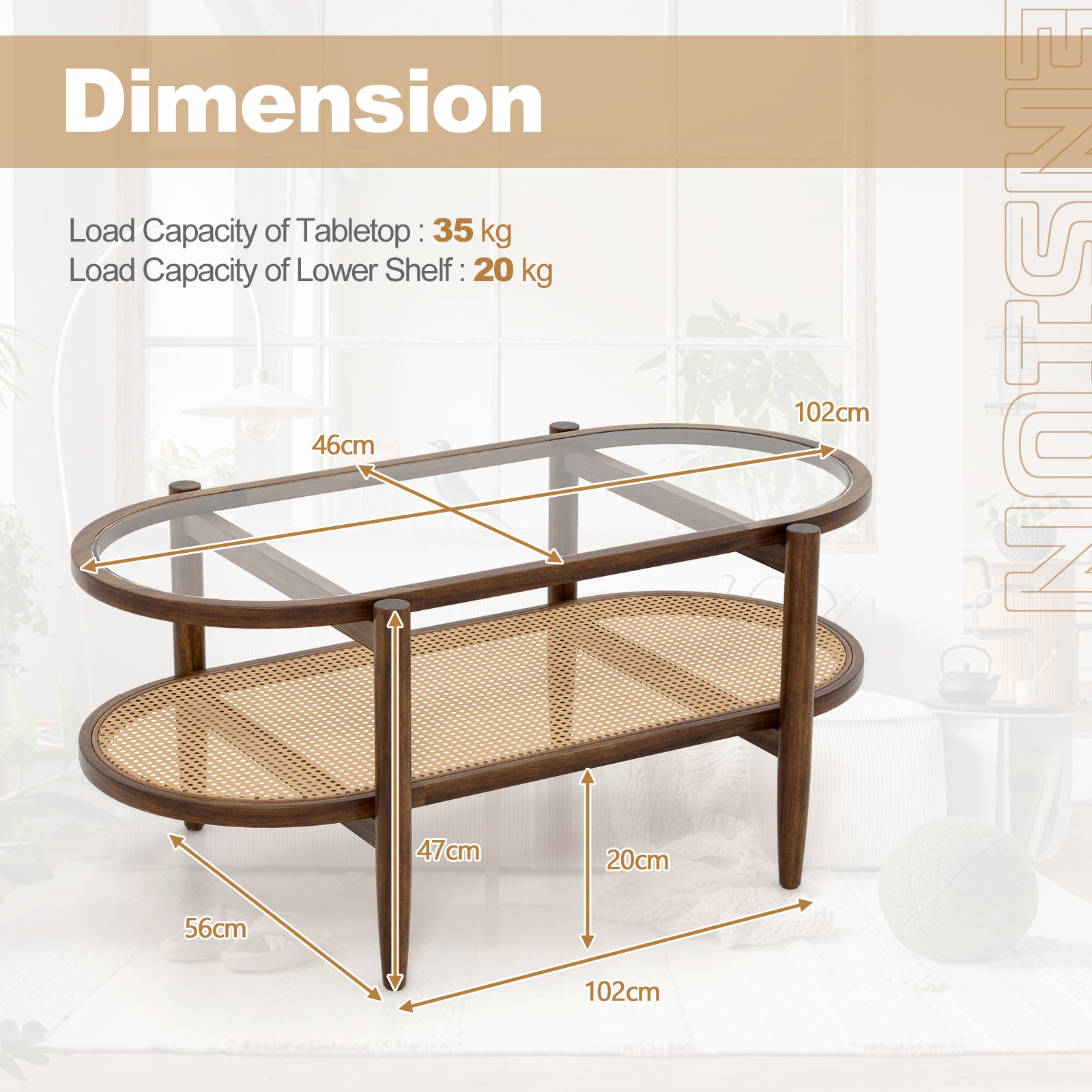 2-Tier PE Rattan Coffee Table with Storage