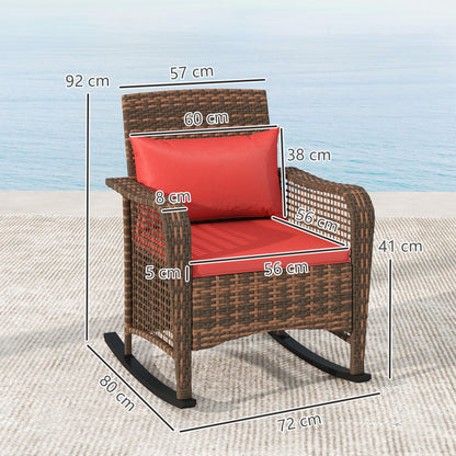 Outsunny Rattan Rocking Chair - Red