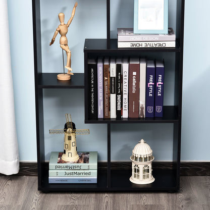 HOMCOM 8-Tier Freestanding Bookcase w/ Melamine Surface Anti-Tipping Foot Pads Home Display Storage Grid Stand Modern Style - Black
