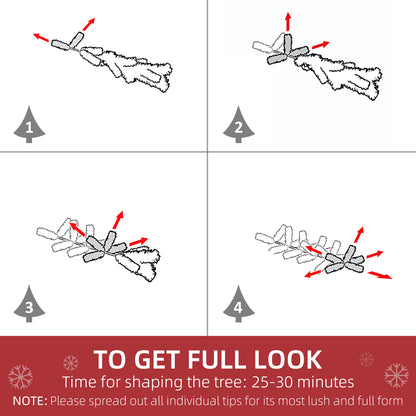 HOMCOM 7.5FT Artificial Christmas Tree Snow Dipped Xmas Pencil Tree Holiday Home Indoor Decoration with Foldable Black Stand, Green