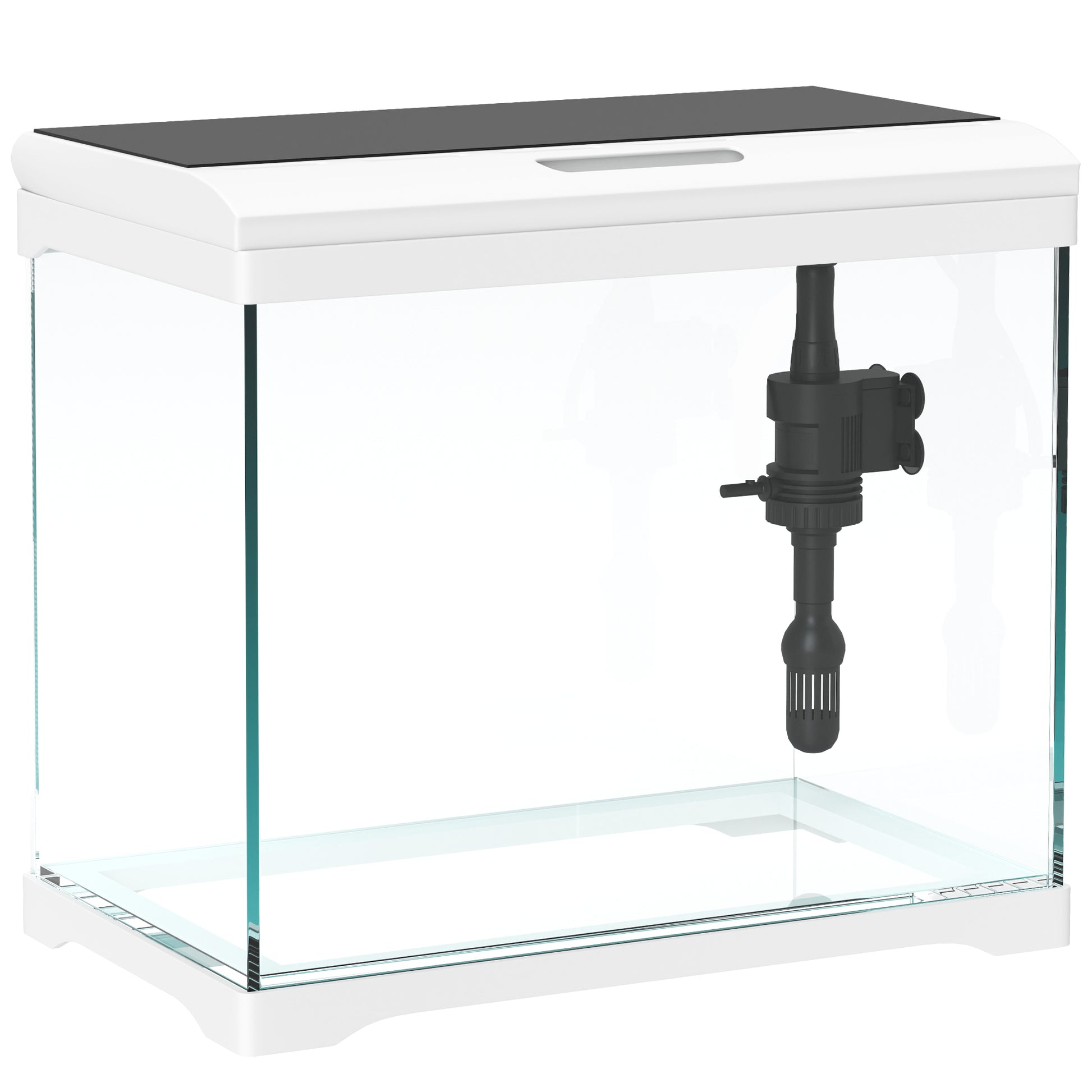 PawHut 17L Glass Fish Tank with Filter System, LED Light, Water Pump, for Betta, Goldfish, Shrimps, White