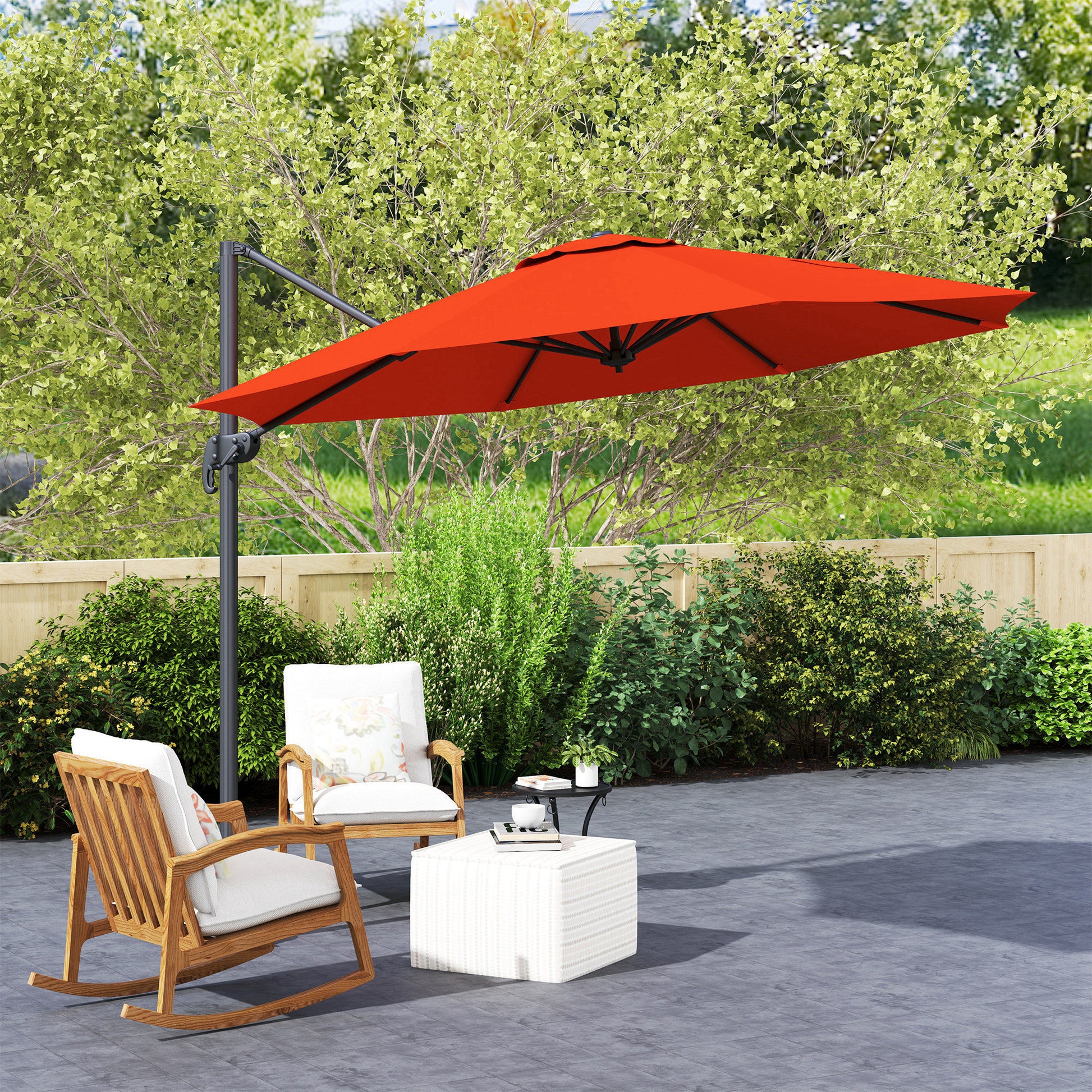 Outsunny Five-Position Overhanging Parasol - Orange